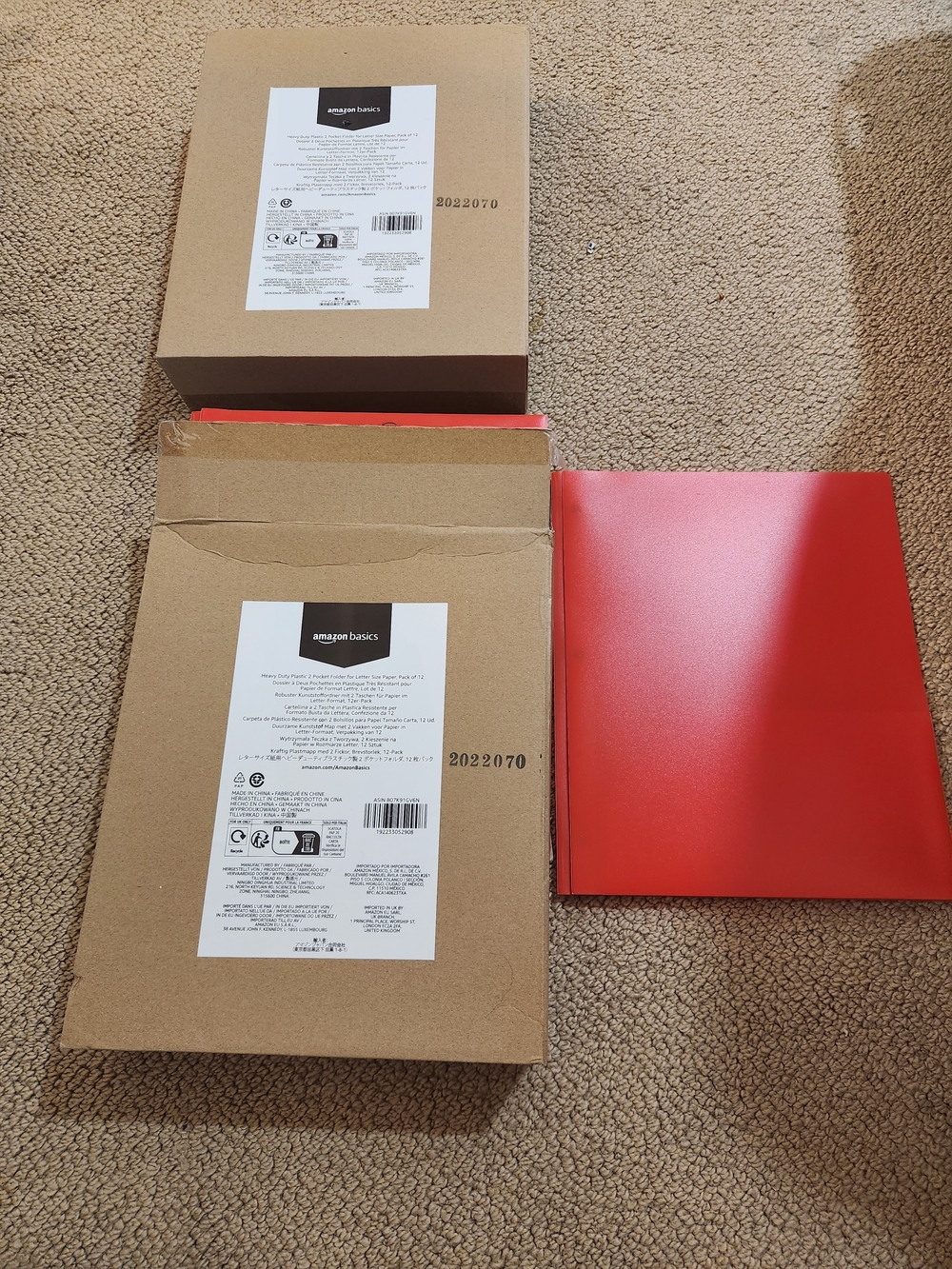 Brand New Boxes of Amazon Basics Heavy Duty Plastic 2 Pocket Folders